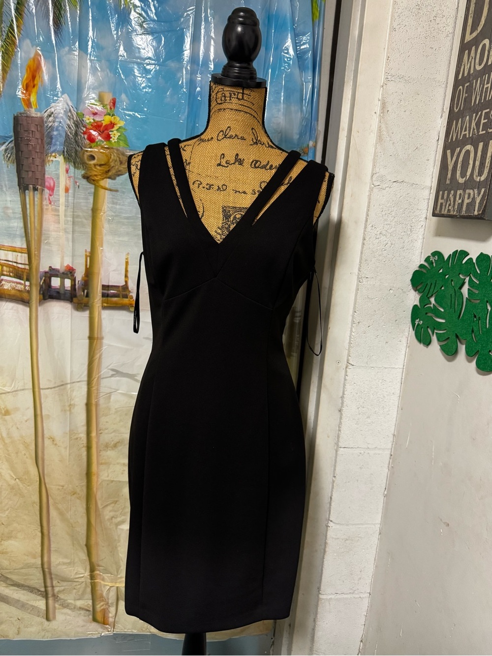 GUESS Little Black Dress - Strappy Criss-Cross Back Sheath Dress Torn Off NWT